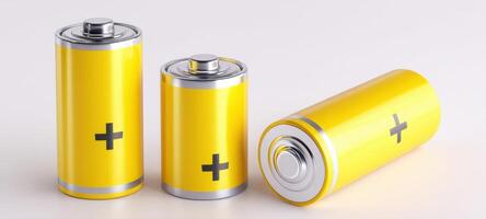 The vibrant yellow rechargeable batteries ready for powering devices. photo