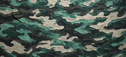 The intricate camouflage pattern showcasing earthy tones and dynamic design elements. photo