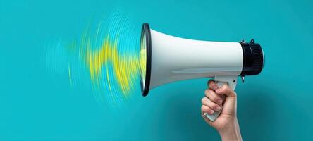 The megaphone symbolizing communication and attention in a vibrant color setting photo