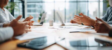 The Collaborative Meeting with Engaged Participants in a Modern Office Setting photo