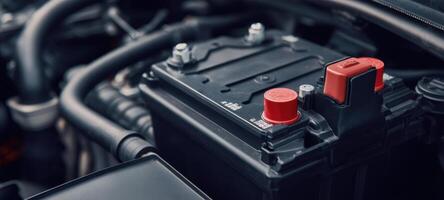 The automobile battery showcasing advanced engineering and electrical components. photo