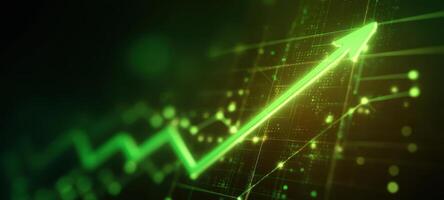 The upward growth trend depicted in digital financial analytics and technology. photo