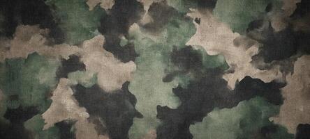 The camouflaged textile featuring a unique blend of earthy tones and patterns. photo