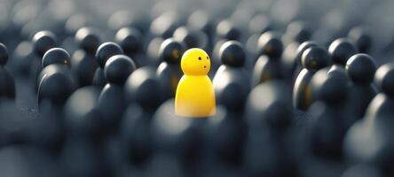 The Yellow Figure Standing Out in a Crowd of Black Figures photo