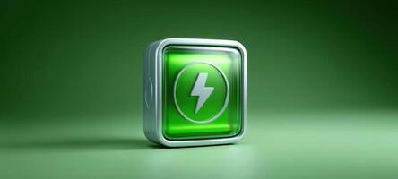 The green energy button symbolizing power and sustainability in modern design. photo