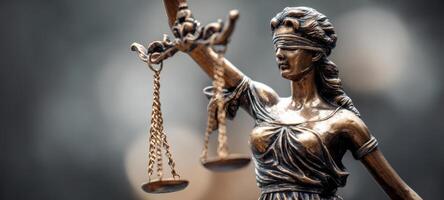 The Lady Justice Statue Representing Fairness and Law in Society. photo
