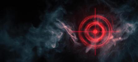 The Red Target Mark with Smoke Background Enhancing the Focused Aim photo