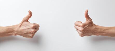 The thumbs up gesture symbolizing approval and positive communication between individuals. photo