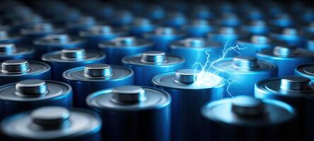 The batteries with sparks of electricity showcase energy and technology innovation. photo
