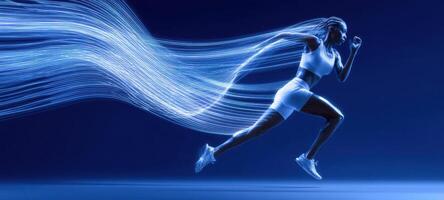 The dynamic athlete capturing speed and energy in a vibrant motion blur. photo
