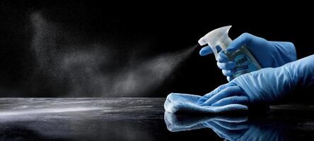 The cleaning spray being used to maintain a spotless surface. photo