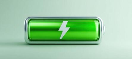 The vibrant green battery symbolizing energy and sustainability in modern technology. photo