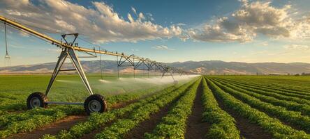 The irrigation system enhancing crop growth across a vast agricultural landscape. photo