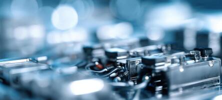 The intricate design of electronic components in a modern technological environment. photo