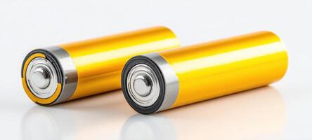 The shiny yellow batteries showcasing modern energy storage technology. photo