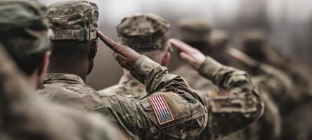 The salute of soldiers honoring their commitment and service to the nation. photo