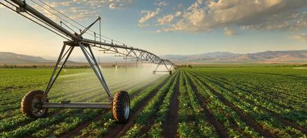 The irrigation system enhancing crop growth in a vibrant agricultural landscape. photo