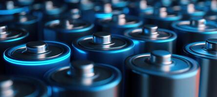 The vibrant arrangement of batteries showcasing modern energy technology. photo