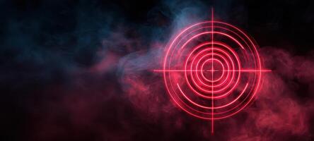The glowing red target surrounded by colorful smoke for dramatic emphasis. photo