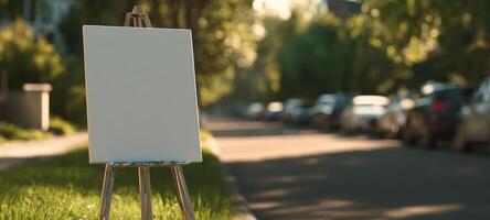 The blank canvas awaiting artistic inspiration on a serene urban street. photo