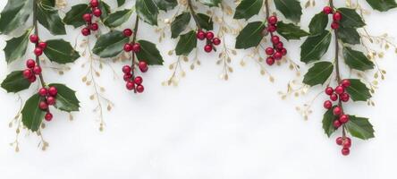 The Holly Berries and Greenery Create a Festive Holiday Atmosphere photo