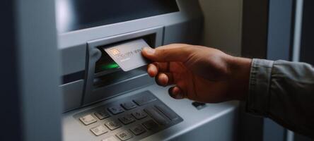 The User Interacting with an ATM for Secure Financial Transactions photo