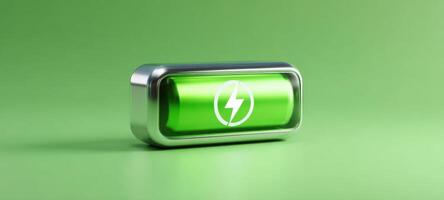 The green battery symbolizing renewable energy and modern technology. photo