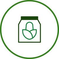 A green icon of a jar with a leaf on it vector