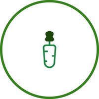 A green icon of a carrot in a round circle vector