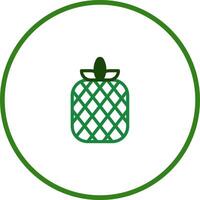 A green pineapple in a circle on a white background vector