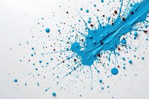 Abstract Blue Paint Splash with Brown Specks Artistic Background Texture photo