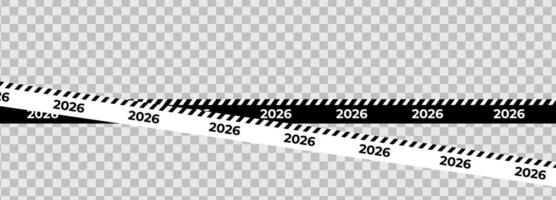 Monochrome 2026 Tape with Diagonal Stripes for Future Event Concept, Countdown or Design Use. Modern Minimal Look. Illustration. vector