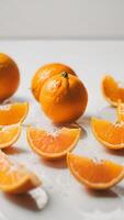 Fresh Oranges and Segments with Juicy Texture photo