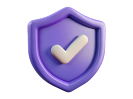 3D icon of Shield with check mark isolated on transparent background png