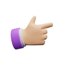 3d hand with one finger. Three-dimensional illustration palm pistol. Human gesture for communication. Icon design for media, application, shopping, marketing network. Add your product vector