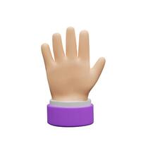 3d hand five fingers. Three-dimensional illustration palm give five. Human gesture for communication. Icon design for media, application, shopping, marketing network. Add your product vector