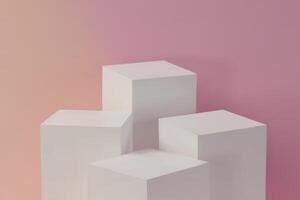3d cube podiums background. Three-dimensional illustration stage. Winner platform for product display, award ceremony, presentation, or competition scene. Realistic, abstract, graphic use. vector