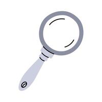 Magnifying glass, magnifying glass with handle. Excavation tools. Handmade work. Flat color illustration. working tools isolated. It is suitable educational materials, subjects related, archeology vector