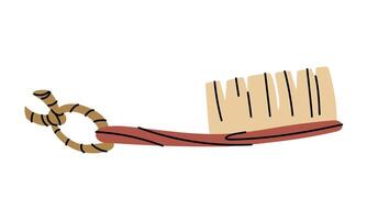 brush, fluffy flat brush with handle. Excavation tools. Manual power. Flat color illustration. working tools isolated. It is suitable for educational materials, subjects related to science, archeology vector