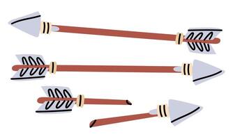 arrows are whole and broken with an iron tip. Archaeological finds, excavations, hunting objects. Suitable for scientific materials, museum projects, textbooks, archeology, anthropology, history vector