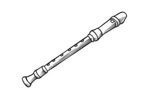 drawing illustration of flute with carving technique vector