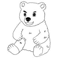 A coloring page of a bear sitting down vector