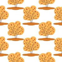Autumn forest with trees seamless pattern vector