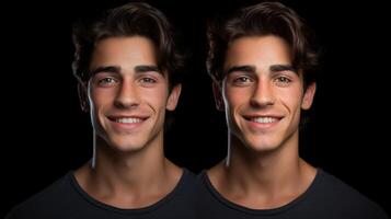 Two men with different facial expressions photo