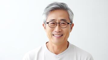 An asian man with glasses on smiling photo