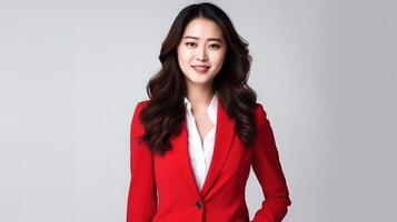Asian business woman in red suit photo