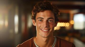 A young man is smiling for the camera photo
