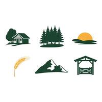 Collection of Simple Rustic Icons for a Rural Setting vector