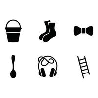 Simple Black and White Icons of Everyday Objects vector