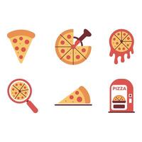 Flat Icons of Various Pizza Representations vector